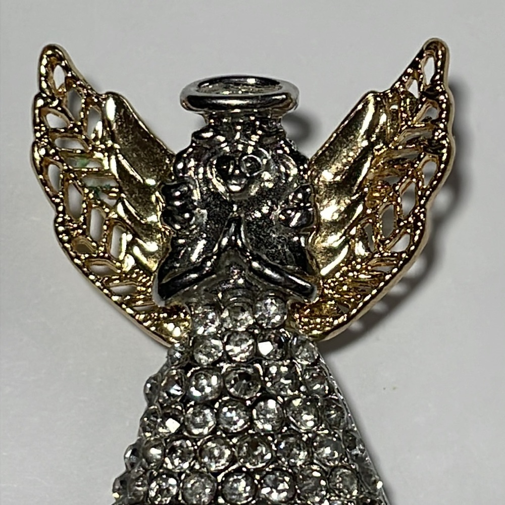 Vintage Two tone praying angel brooch